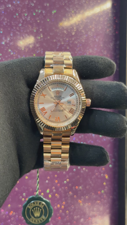 ROLEX - MEN'S WATCH - GOLDEN CHAIN WITH  WHITE DIAL