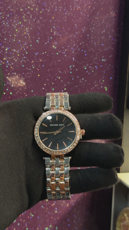 MK - LADIES WATCH - STONE’S WORK - DUAL COLOUR CHAIN - CLASSY LOOK