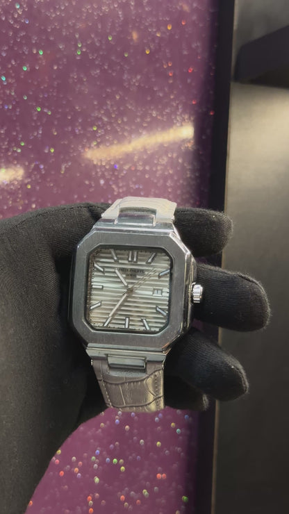 PATEK PHILIPPE - MEN'S WATCH - LEATHER STRAP WITH SQUARE DIAL